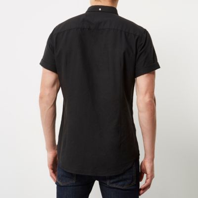 Black casual slim fit Oxford shirt